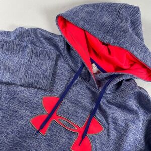 Under Armour Womens Coldgear Hoodie Storm Pullover Activewear Heathered Blue‎ LG
